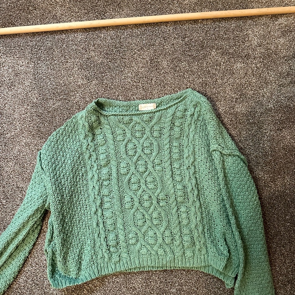 Altar'd State Sage Cable Knit Sweater